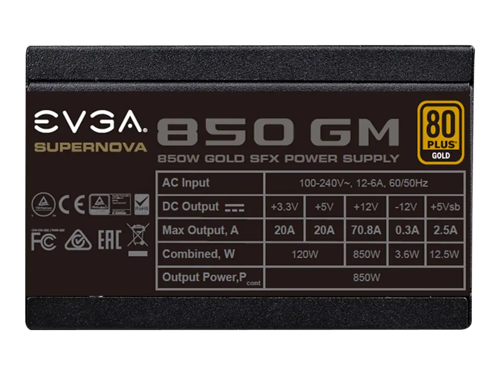 EVGA SuperNOVA 850 GM - Netzteil (intern) - EPS12V / SFX12V - 80 PLUS Gold - Wechselstrom 100-240 V - 850 Watt - aktive PFC