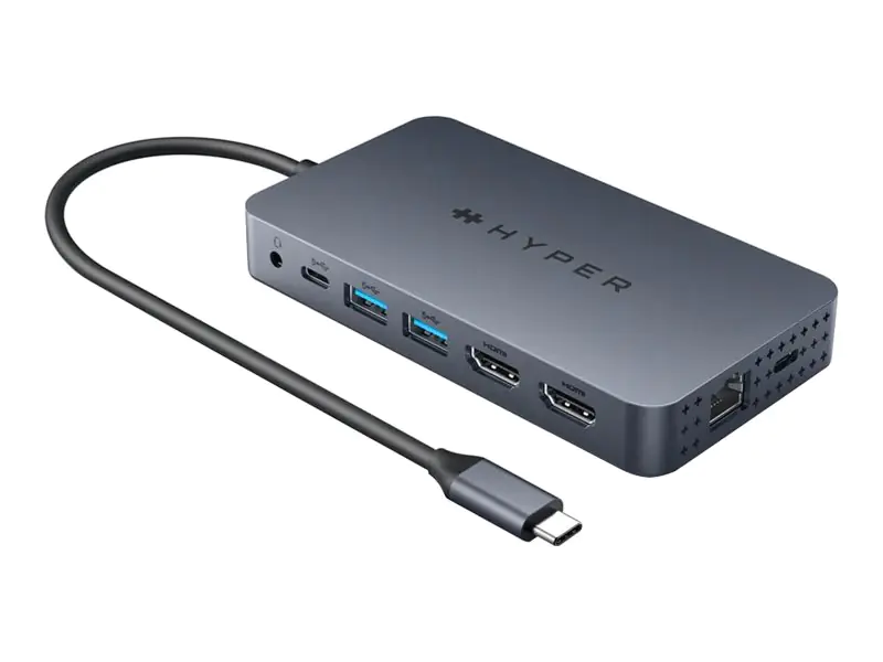 Hyper Targus HyperDrive, USB Typ-C, 100 W, 10,100,1000 Mbit/s, IEEE 802.3, IEEE 802.3ab, IEEE 802.3u, Blau, MicroSD (TransFlash), SD HDM1HBUGL