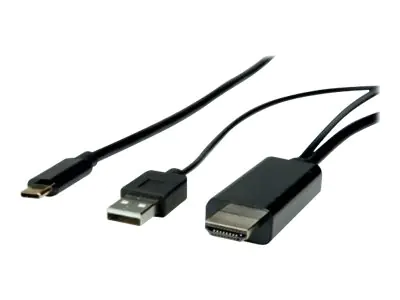 Roline - Videoadapter - USB, HDMI männlich zu 24 pin USB-C männlich - 2 m - 4K Unterstützung