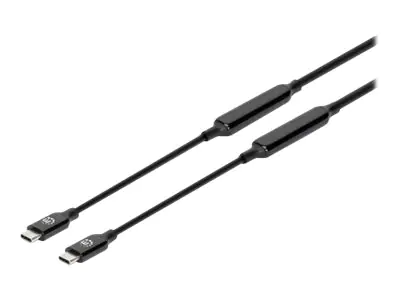 Manhattan USB-C to USB-C Cable, 5m, Active, Male to Male, Black, 10 Gbps (USB 3.2 Gen2 aka USB 3.1), 3A (fast charging), SuperSpeed+ USB, Lifetime Warranty, Polybag - USB-Kabel - 24 pin USB-C (M) zu 24 pin USB-C (M) - USB 3.2 Gen 2 / DisplayPort 1.4 - 20