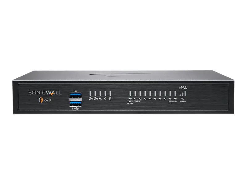 SonicWALL TZ670 - Advanced Edition - Sicherheitsgerät - 10GbE - onicWALL Secure Upgrade Plus Programm (2 Jahre Option) - Desktop