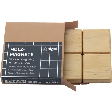 SIGEL Magnet BA211 Holz 33x33x9mm 4 St./Pack. SIGEL Magnet BA211 Holz 33x33x9mm 4 St./Pack.