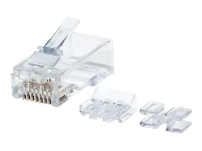 Intellinet 80er-Pack Cat6A RJ45-Modularstecker Pro Line, UTP, 3-Punkt-Aderkontaktierung, für Massivdraht, 80 Stecker im Becher, 50 µ vergoldete Kontakte - Netzwerkanschluss - RJ-45 (M) - UTP - CAT 6a - robust (Packung mit 80)