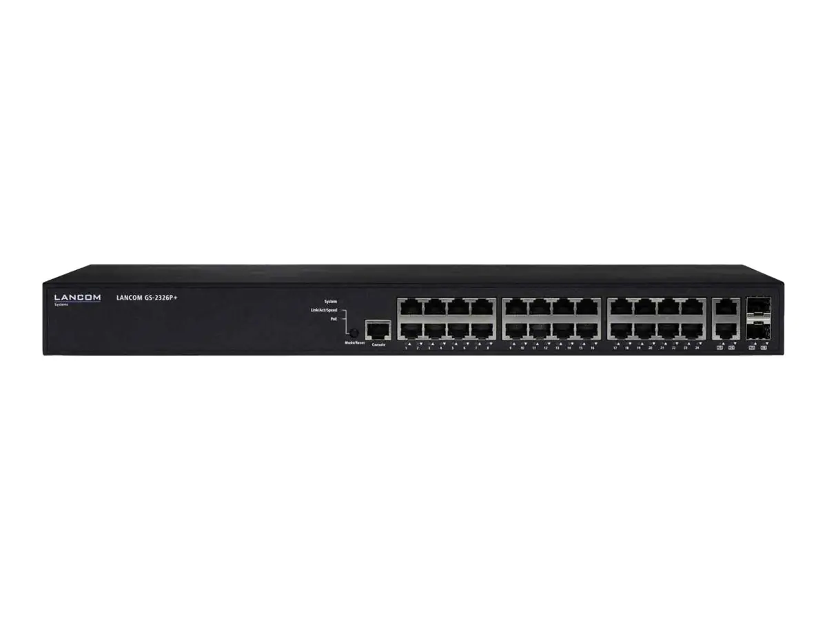 LANCOM GS-2326P+ - Switch - managed - 24 x 10/100/1000 (PoE+) + 2 x Kombi-Gigabit-SFP - an Rack montierbar - PoE+ (185 W)