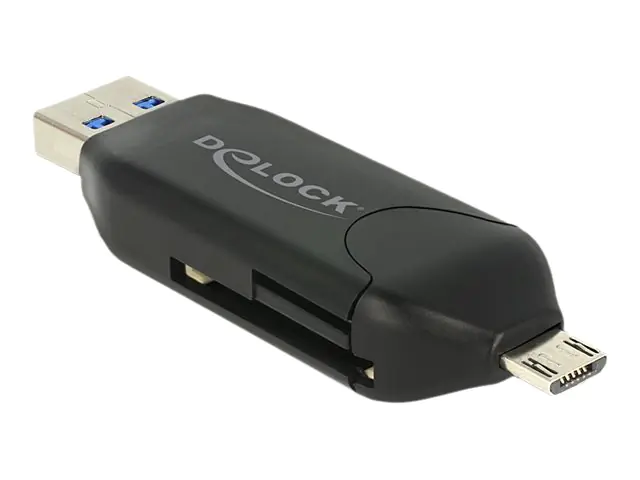 DeLOCK Micro USB OTG Card Reader + USB 3.0 A male - Kartenleser (MS, MMC, SD, microSD, SDHC, SDXC) - USB 2.0/USB 3.0