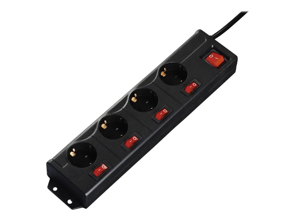 Hama "4 + 1" - Steckdosenleiste - Wechselstrom 230 V - 3500 Watt - Ausgangsanschlüsse: 4 - 1.4 m Schnur - Schwarz