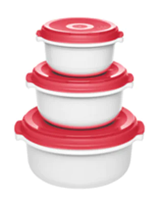 EMSA Mikrowellentöpfe-Set MICRO FAMILY 3-teilig weiss/rot Starter-Set ideal zum