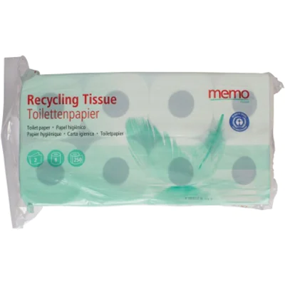 memo Toilettenpapier Recycling Tissue 2-lagig Tissue, 100 % recycelt weiß 250 Bl./Rl. 8 Rl./Pack. memo Toilettenpapier Recycling Tissue 2-lagig Tissue, 100 % recycelt weiß 250 Bl./Rl. 8 Rl./Pack.