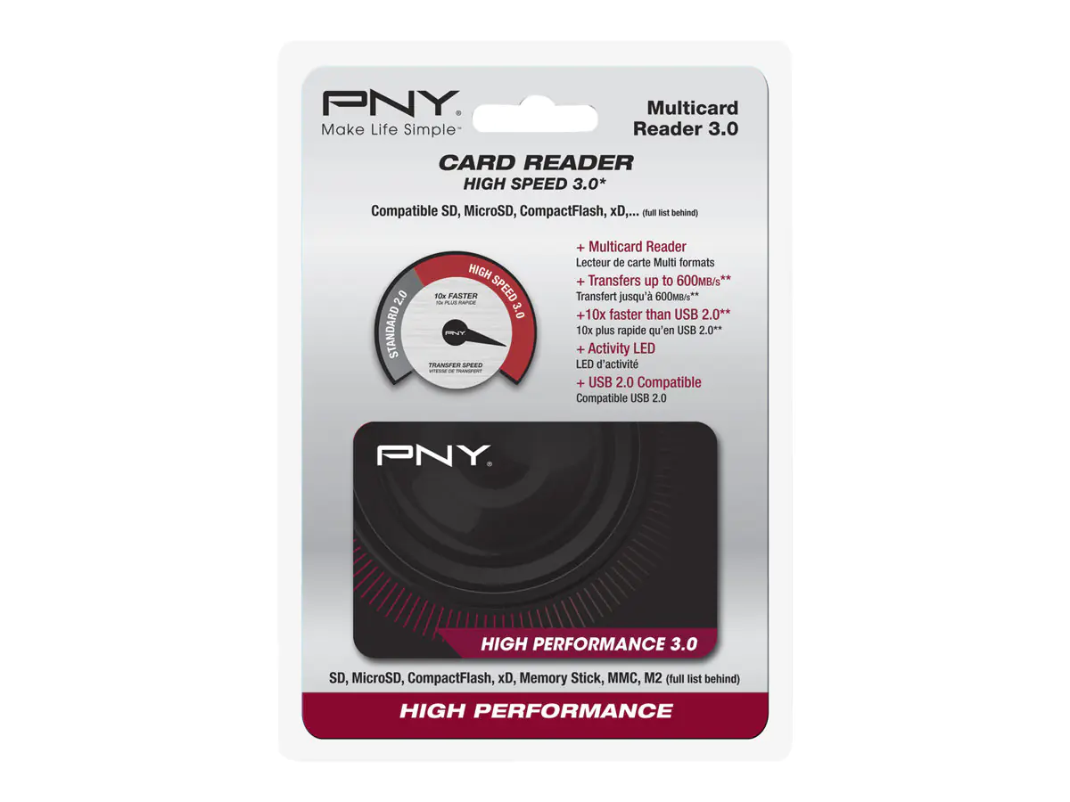 PNY High Performance Reader 3.0 - Kartenleser (Multi-Format) - USB 3.0