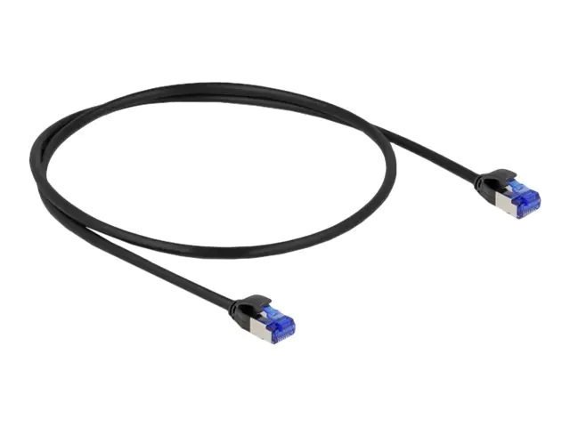 Delock - Patch-Kabel - RJ-45 (M) zu RJ-45 (M) - 50 cm - S/FTP - CAT 6a - halogenfrei, ohne Haken - Schwarz