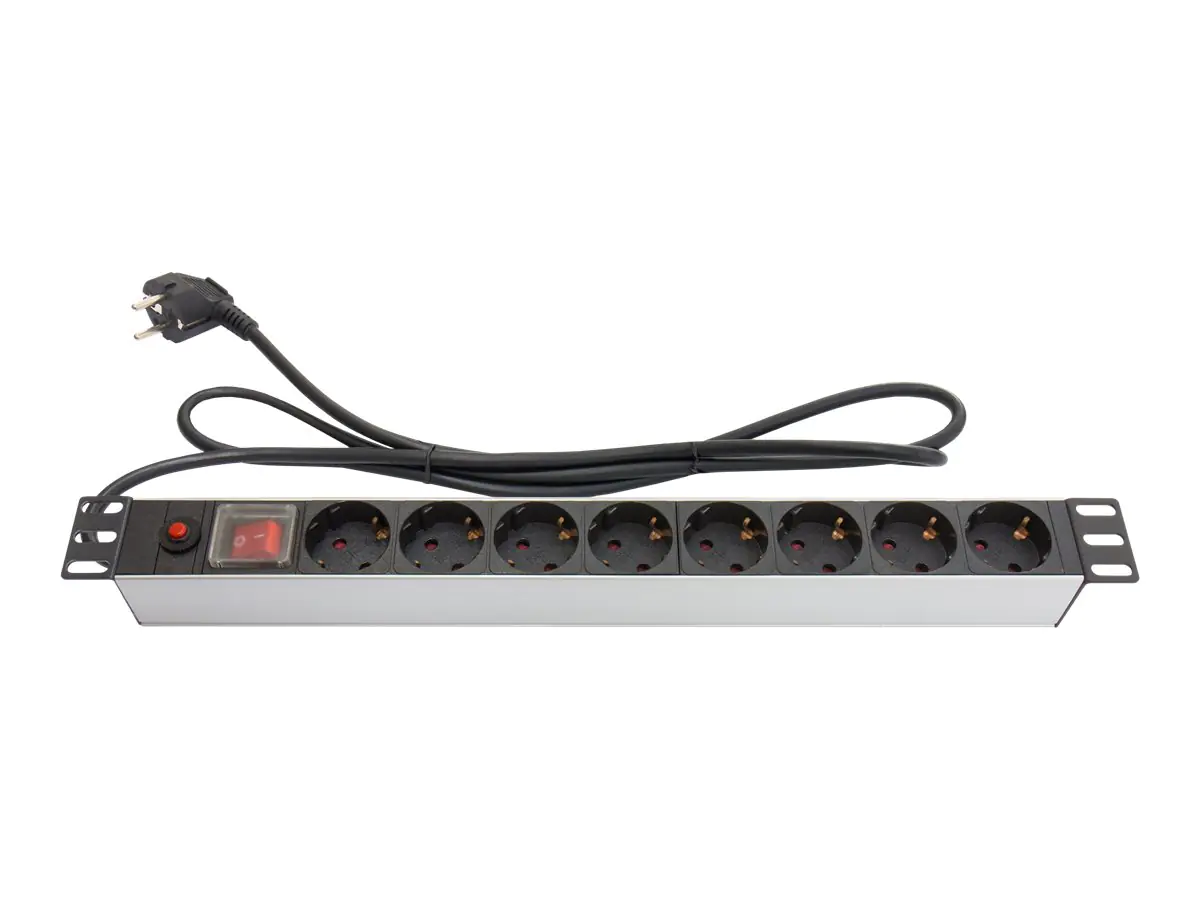 Good Connections - Steckdosenleiste (Rack - einbaufähig) - 3600 Watt - Ausgangsanschlüsse: 8 - 1U - 48.3 cm (19") - 1.8 m Schnur - Silver/Black