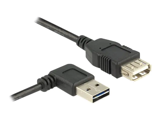 DeLOCK Easy - USB-Verlängerungskabel - USB (M) links/rechts abgewinkelt, umkehrbar bis USB (W) - USB 2.0 - 50 cm - Schwarz