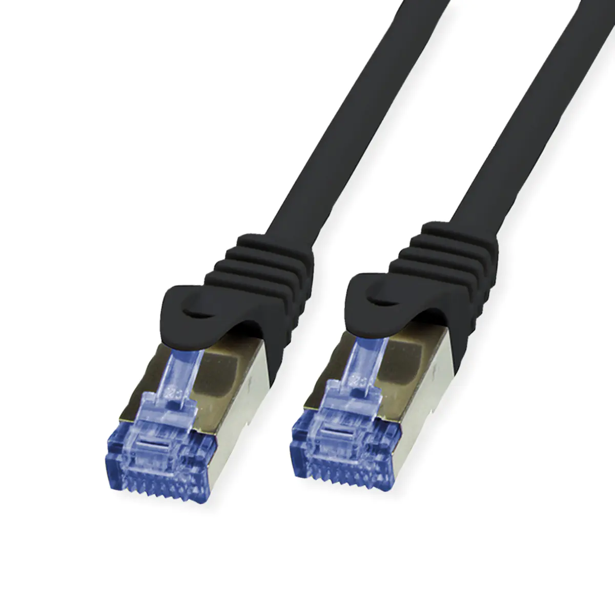 VALUE - Patch-Kabel - RJ-45 (M) zu RJ-45 (M) - 50 m - S/FTP - CAT 6a - geformt, ohne Haken, Massivleiter - Schwarz