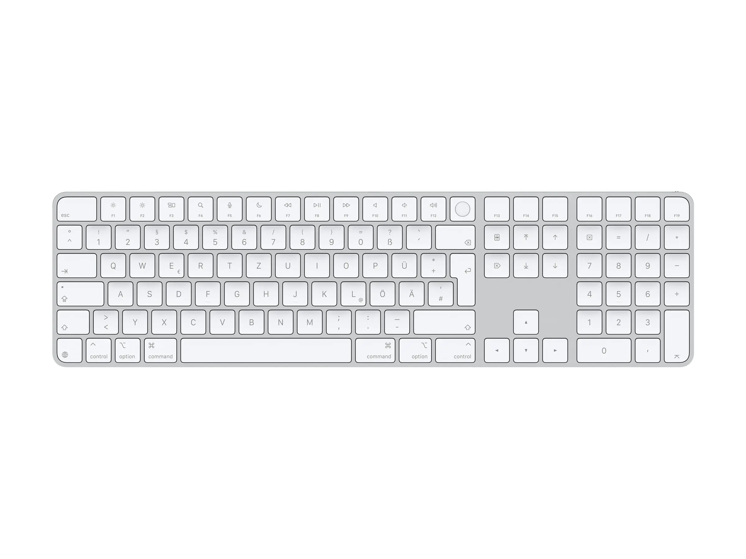 Apple Magic Keyboard with Touch ID and Numeric Keypad - Tastatur - USB-C - kabellos - Bluetooth - QWERTZ - Deutsch - weiße Tasten