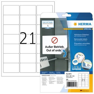 HERMA Etikett Movables 5074 63,5x38,1mm sk weiß 525 St./Pack. HERMA Etikett Movables 5074 63,5x38,1mm sk weiß 525 St./Pack.