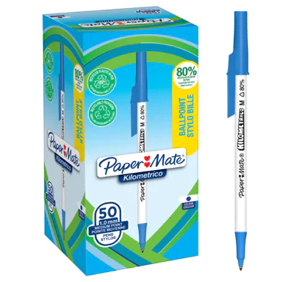 Paper Mate Kugelschreiber Kilometrico 1mm M blau Farbe des Schaftes: weiß 50 St./Pack.