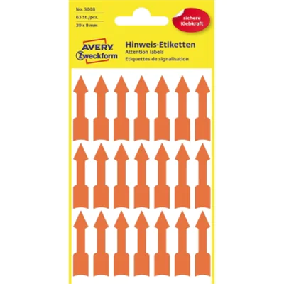 Avery Zweckform Hinweisetikett Pfeil 3008 leuchtorang 63 St./Pack. Avery Zweckform Hinweisetikett Pfeil 3008 leuchtorang 63 St./Pack.