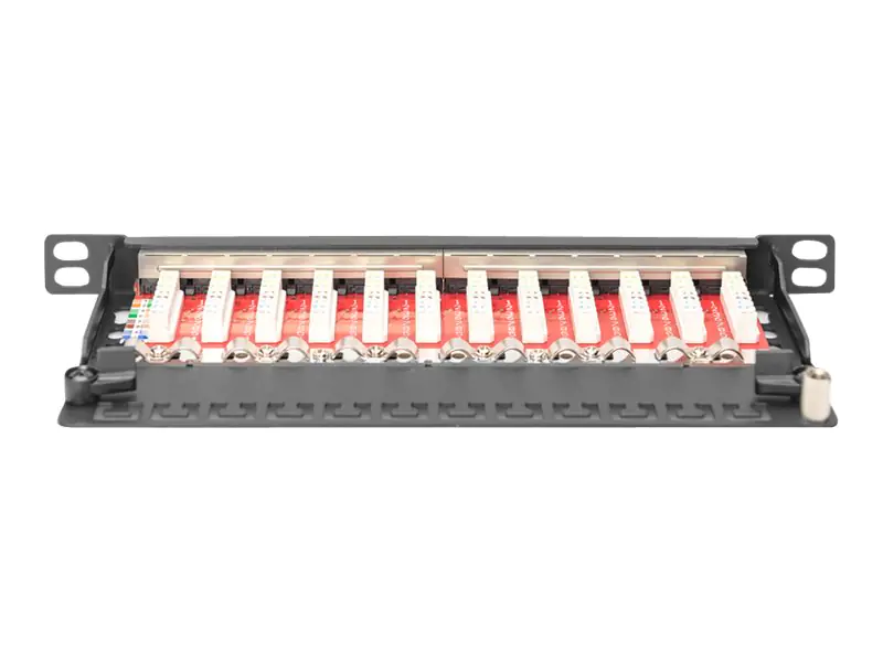 Digitus DN-91612S-SL-EA - Patch Panel - geeignet für Wandmontage, Rack montierbar - CAT 6a - STP - RJ-45 X 12 - Schwarz, RAL 9005 - 0.5U - 25.4 cm (10")