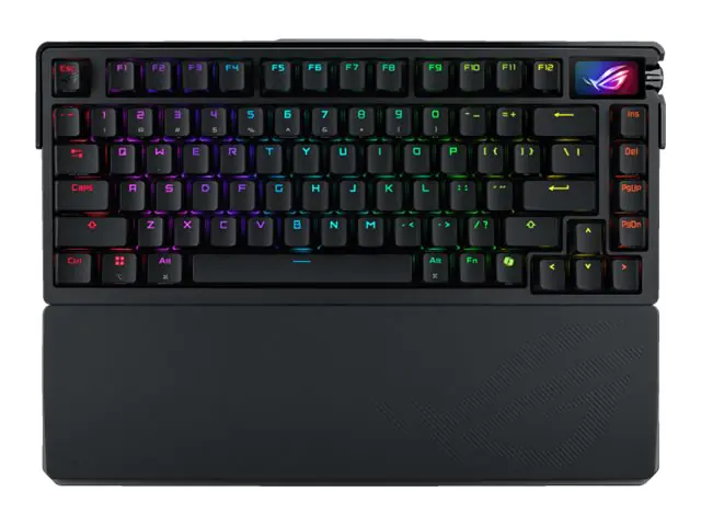 ASUS ROG Azoth Extreme - Tastatur - 75% - mit OLED-Display - backlit - kabellos - 2.4 GHz, USB-C, Bluetooth 5.1 - QWERTZ - Deutsch - Tastenschalter: ROG NX Snow (hot-swappable) - Schwarz