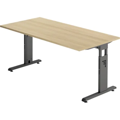 Hammerbacher Schreibtisch VOS16/E/G C-Fuß 160x80cm eiche/graphit