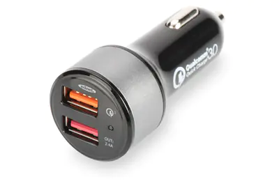 Ednet - Auto-Netzteil - QC 3.0 - 2 Ausgabeanschlussstellen (USB) - Schwarz
