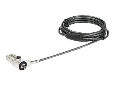 StarTech Laptop Sicherheitsschloss (4-stelliges, verstellbares Zahlenschloss, für Noble Security Wedge Sicherheitsbuchsen, 2 m Stahlkabel) - Sicherheitskabelschloss - Silber, Schwarz - 2 m