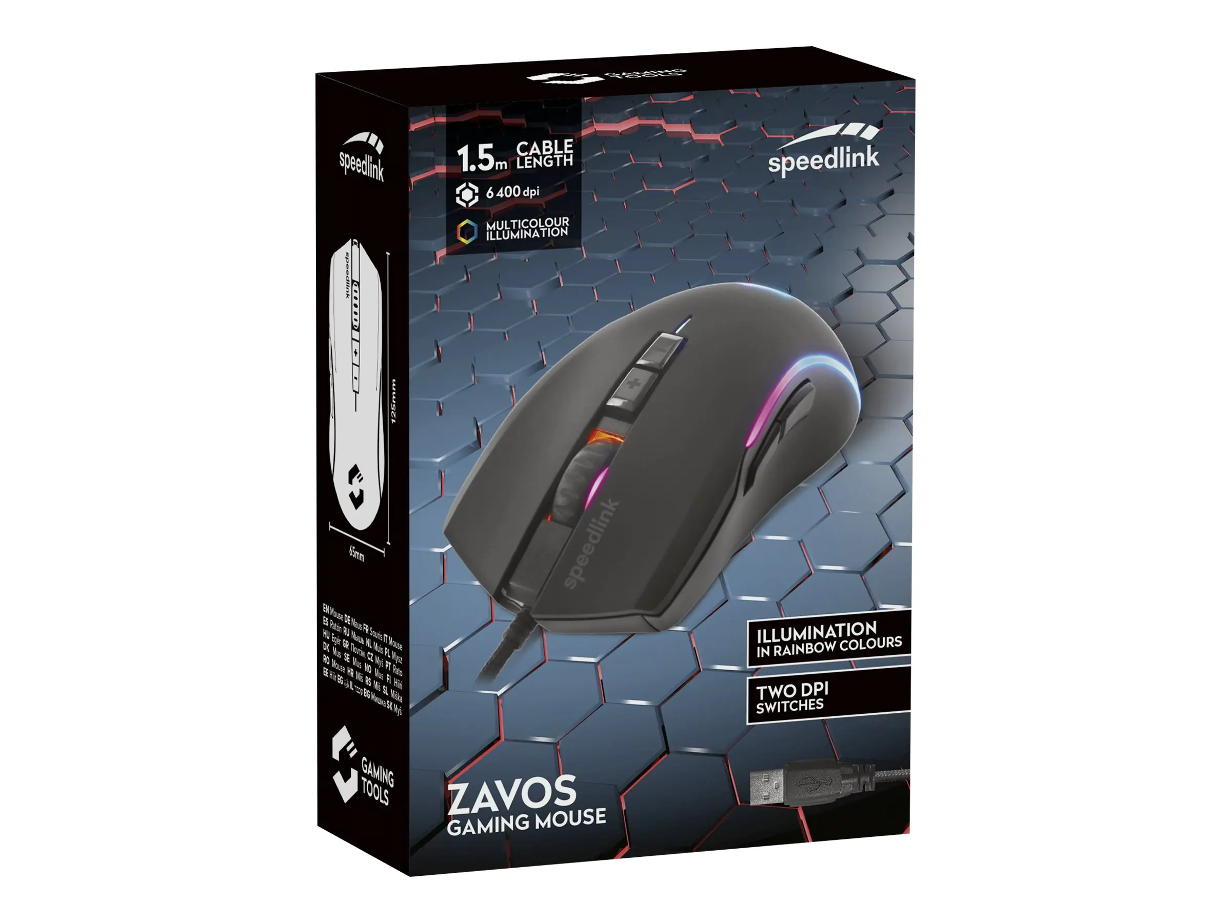 SPEEDLINK ZAVOS - Maus - rechts- und linkshändig - optisch - 7 Tasten - kabelgebunden - USB - Schwarz