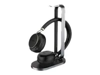 Yealink BH76 - Headset - On-Ear - Bluetooth - kabellos - aktive Rauschunterdrückung - Adapter USB-A via Bluetooth - Schwarz - mit Ladestation - Zertifiziert für Microsoft Teams