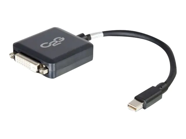 C2G 20cm Mini DisplayPort to DVI Adapter - Thunderbolt to Single Link DVI-D Converter M/F - Black - DisplayPort-Kabel - Mini DisplayPort (M) zu DVI-D (W) - 20 cm - Schwarz