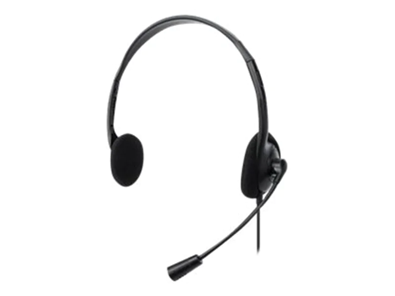 Manhattan Stereo On-Ear Headset (USB) (Clearance Pricing), Microphone Boom, Retail Box Packaging, Adjustable Headband, Ear Cushion, 1x USB-A for both sound and mic use, cable 1.5m, Three Year Warranty - Headset - On-Ear - kabelgebunden - USB-A - Schwarz