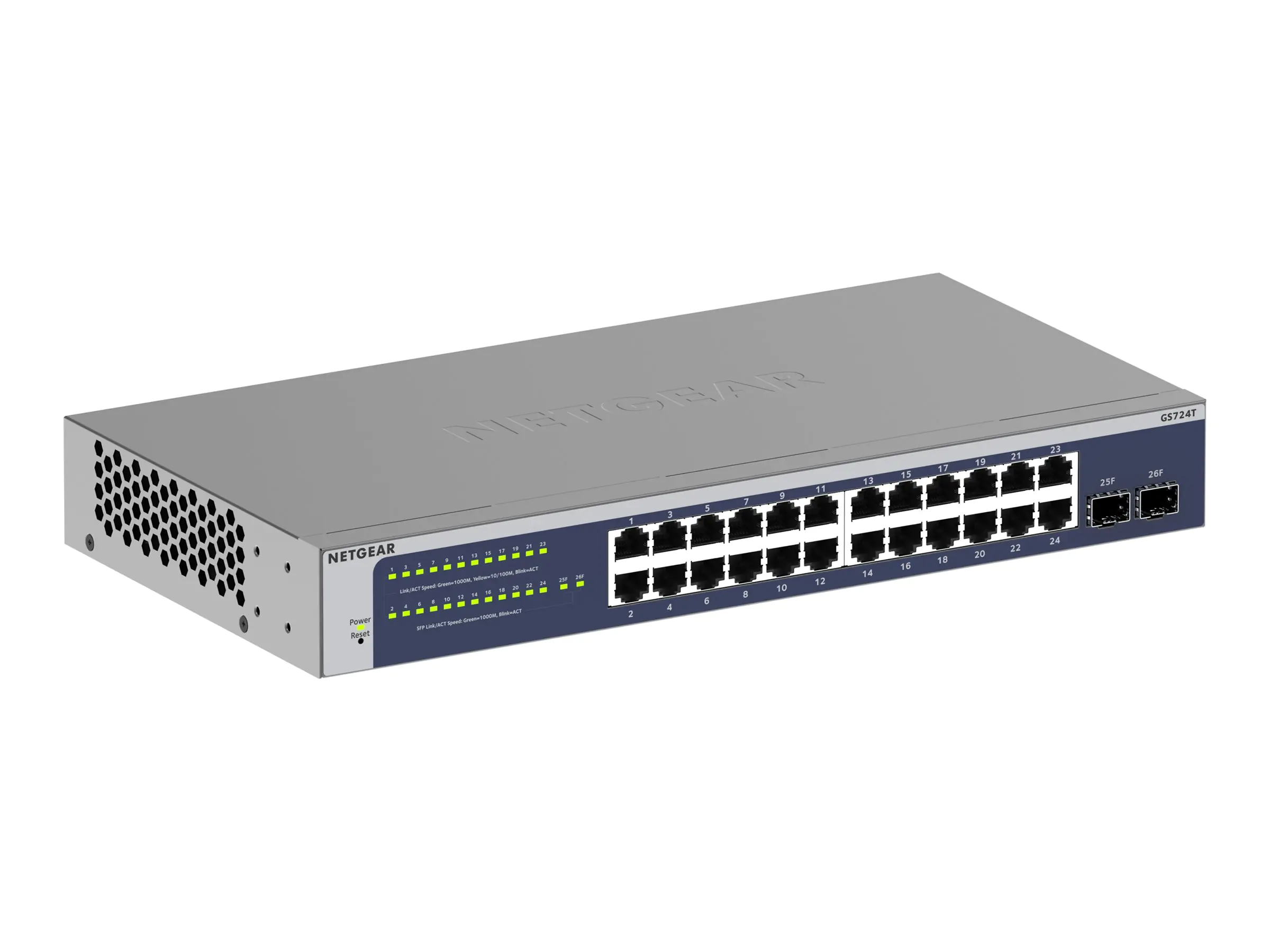 Netgear GS724T - Version 6 - Switch - L3 Lite - Smart - 24 x 10/100/1000 + 2 x SFP - Desktop, an Rack montierbar