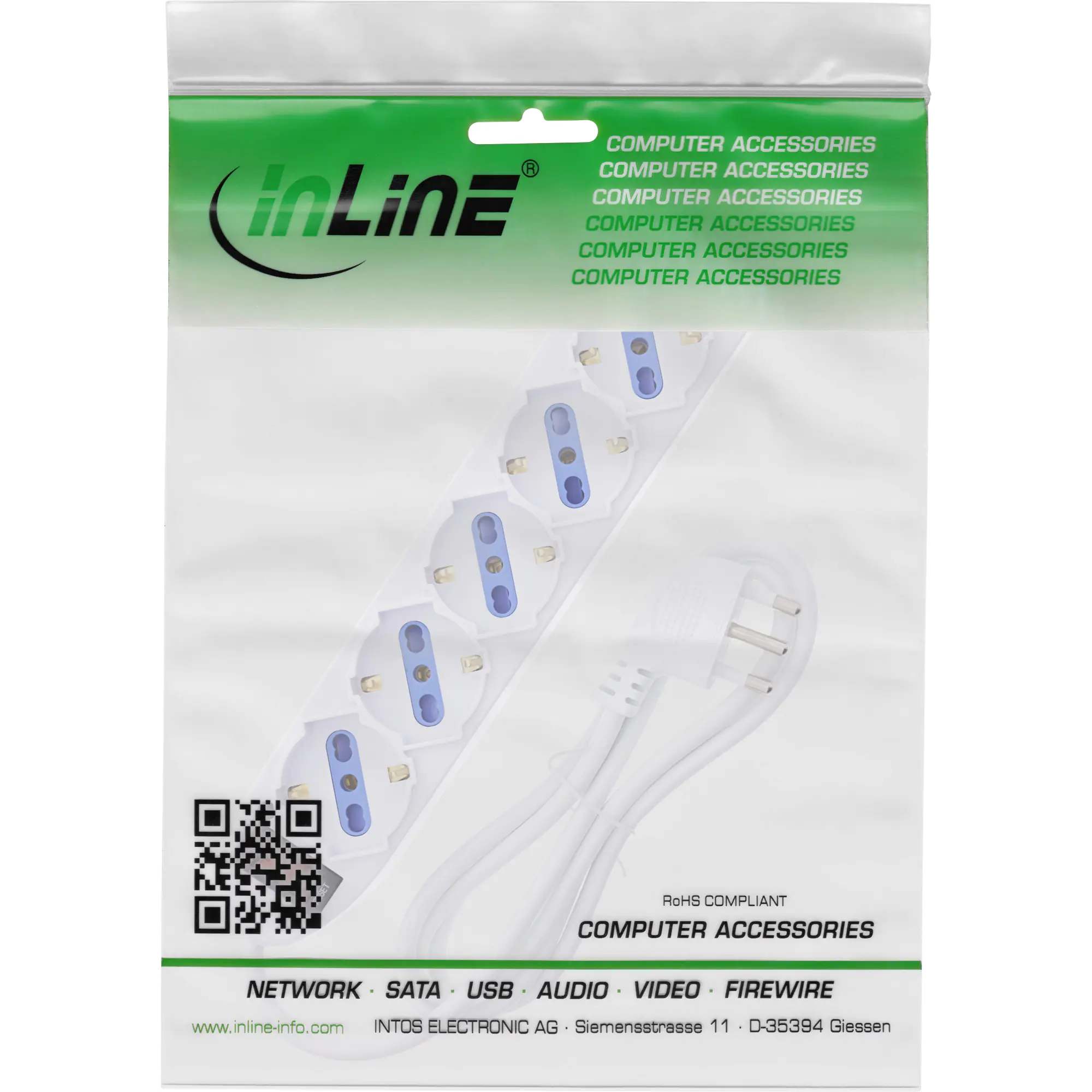 InLine Steckdosenleiste ITALIEN 6-fach mit Schalter 1.5m weiß - Steckdosenleiste - 1,5 m