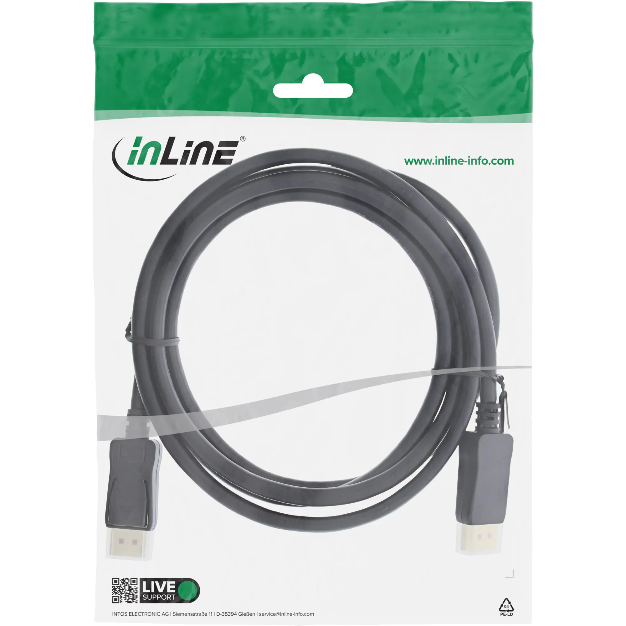 InLine DisplayPort 1.4 Kabel schwarz vergoldete Kontakte 1m - Kabel - Audio/Multimedia