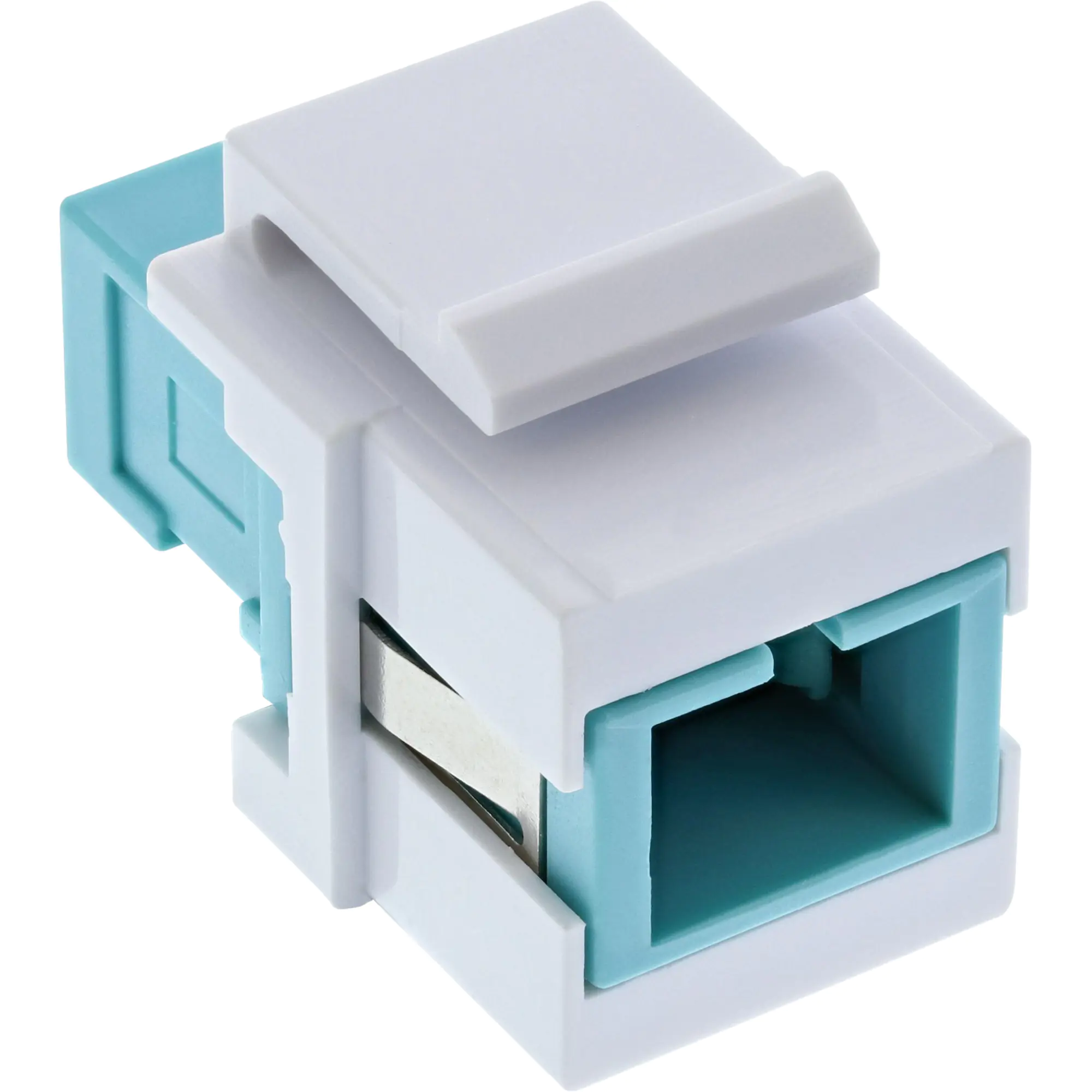 InLine - Modulares Faceplate-Snap-In - SC MM - Weiß mit türkisem Innengehäuse
