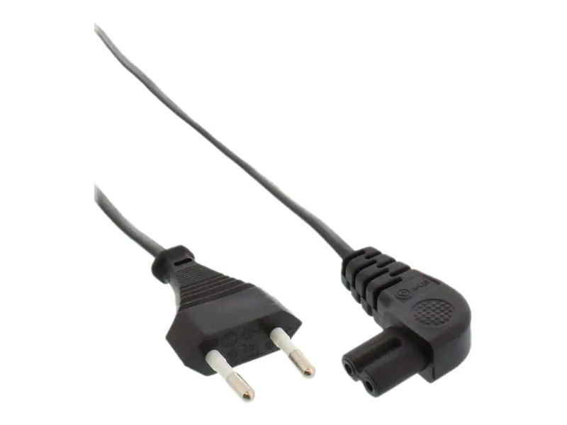 InLine - Stromkabel - Eurostecker (S) zu power IEC 60320 C7 gewinkelt - 30 cm - Schwarz