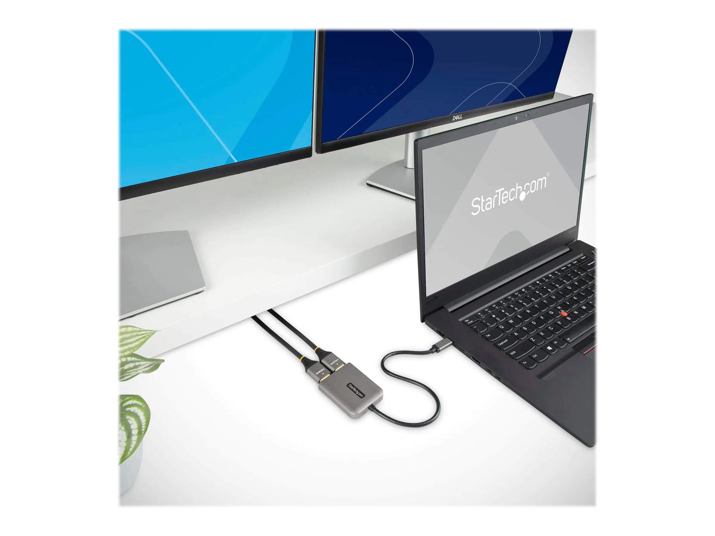 StarTech USB-C to Dual HDMI MST HUB, Dual HDMI 4K 60Hz, USB Type C Multi Monitor Adapter for Laptop w/ 1ft (30cm) cable, DP 1.4 Multi-Stream Transport Hub, USB Type C to 2x HDMI Ports - USB-C to HDMI Splitter (MST14CD122HD) - Videoadapter - 24 pin USB-C m