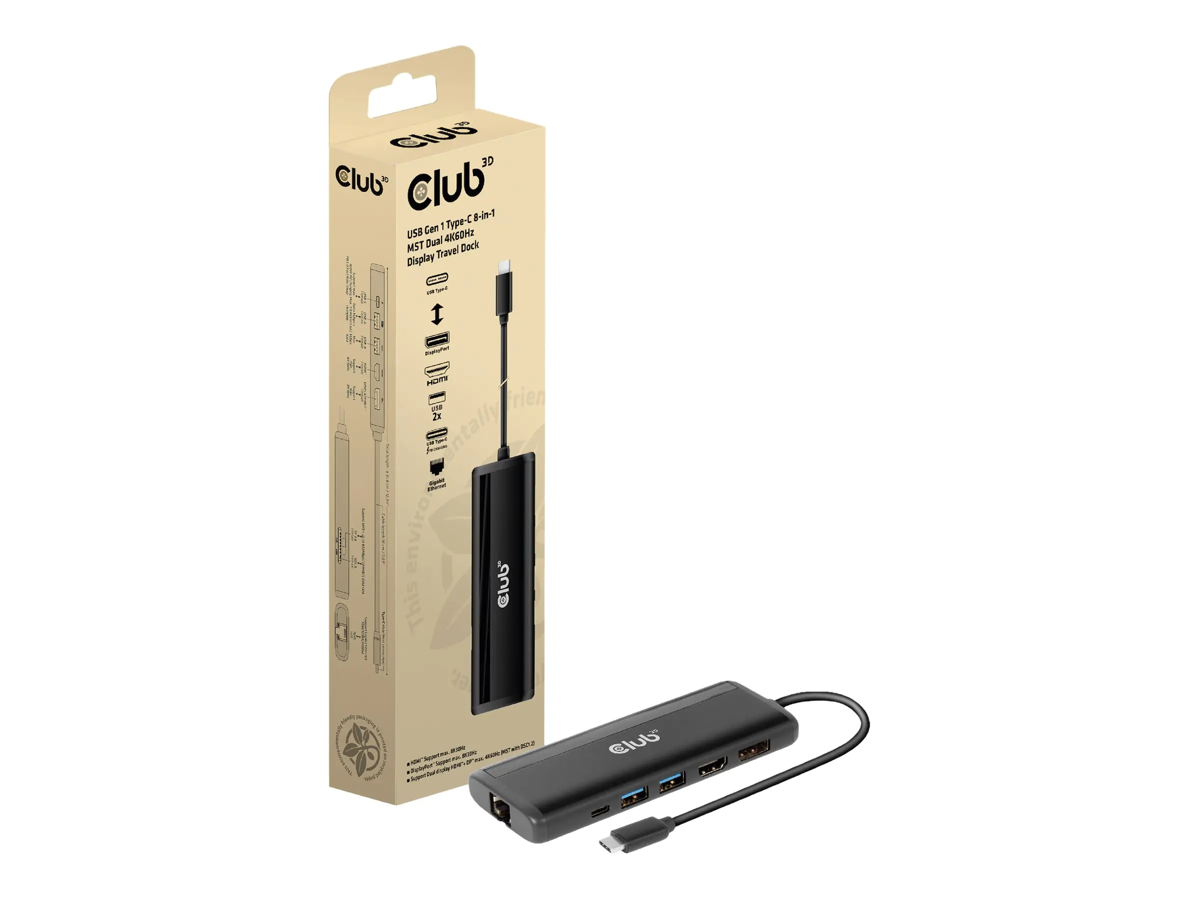 Club 3D - Dockingstation - USB-C 3.2 Gen 1 - HDMI, DP - 1GbE
