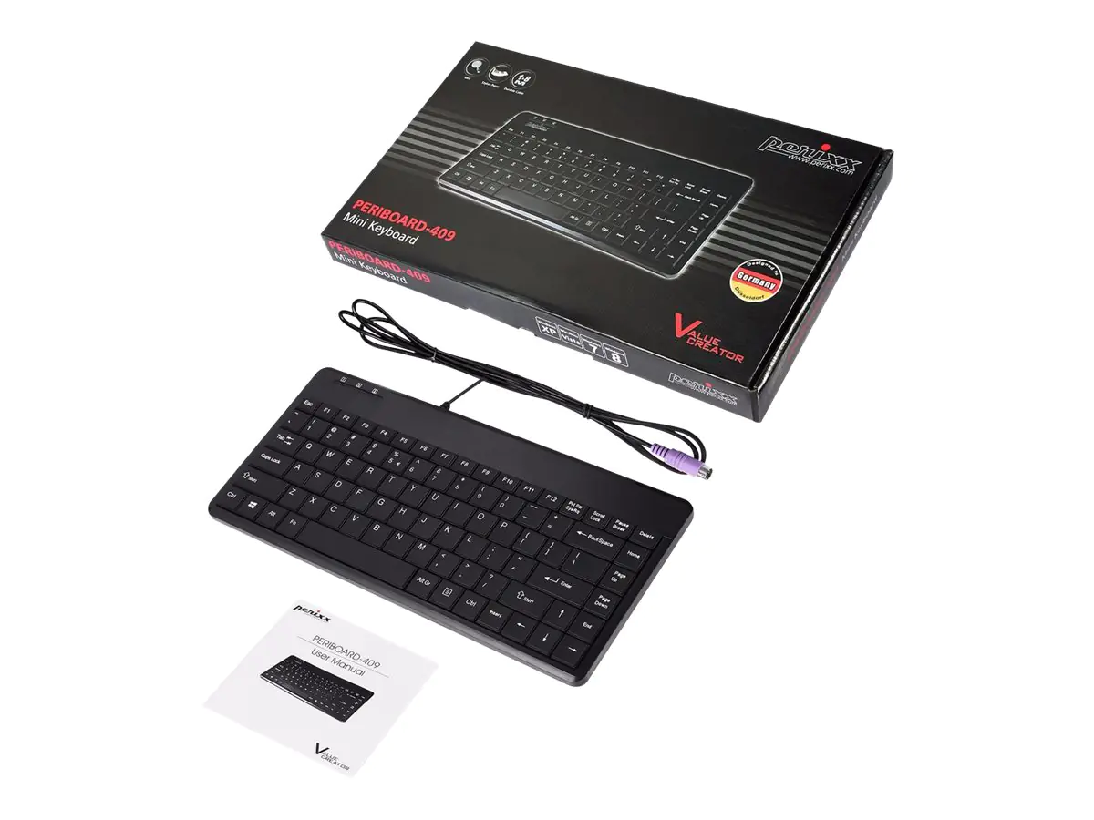 Perixx PERIBOARD-409 P - Tastatur - PS/2 - QWERTZ - Deutsch - Piano Black