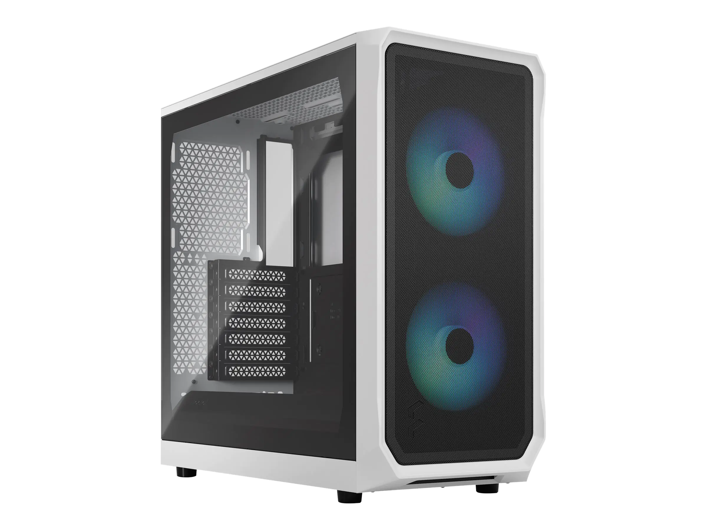 Fractal Design Focus 2 RGB - Tower - ATX - Seitenteil mit Fenster (gehärtetes Glas) - keine Spannungsversorgung (ATX) - White TG Clear Tint - USB/Audio