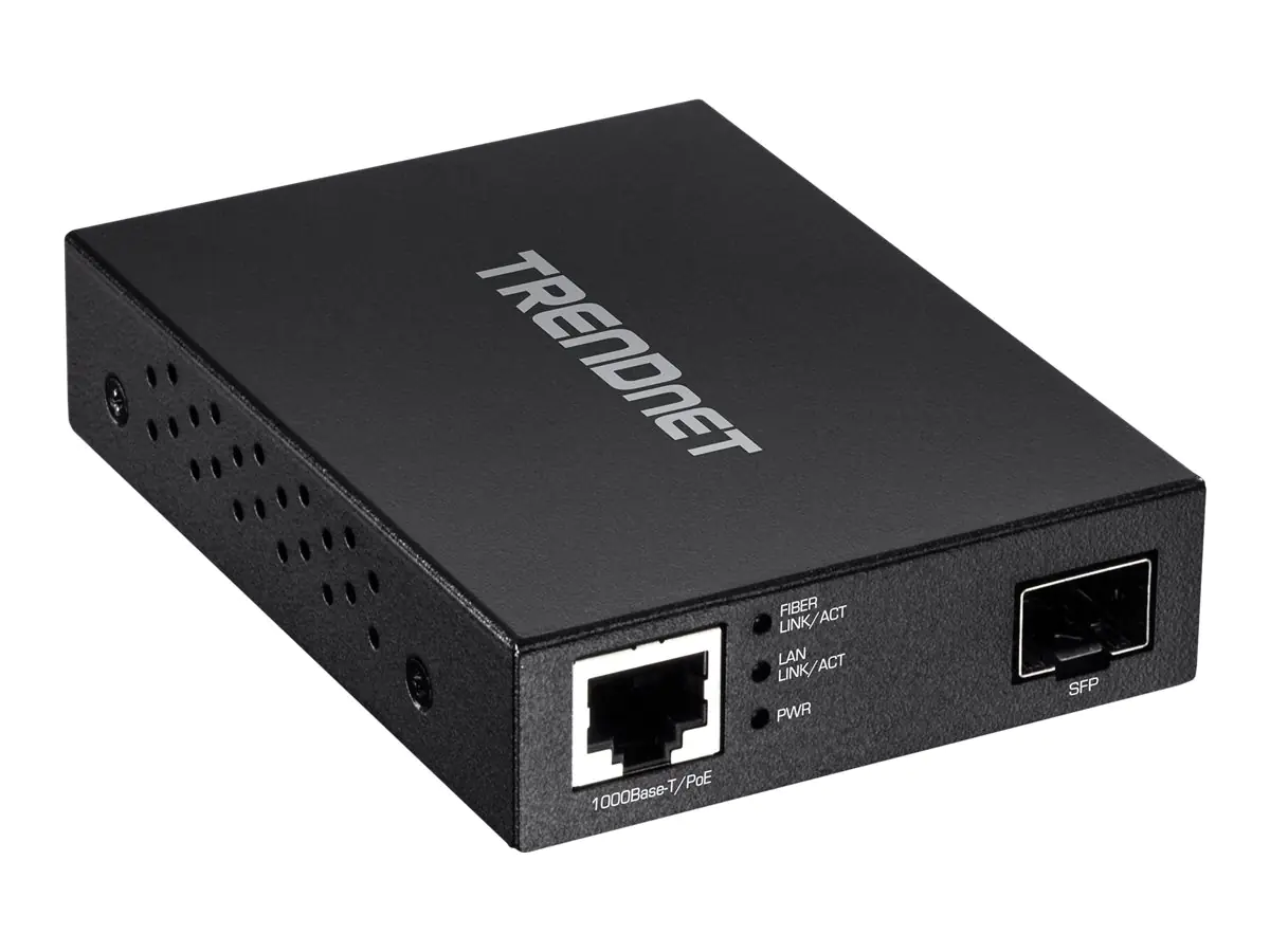 Trendnet TFC-PGSFP - Medienkonverter - 1GbE - 1000Base-LX, 1000Base-SX, 1000Base-T - RJ-45 / SFP (mini-GBIC) - TAA-konform