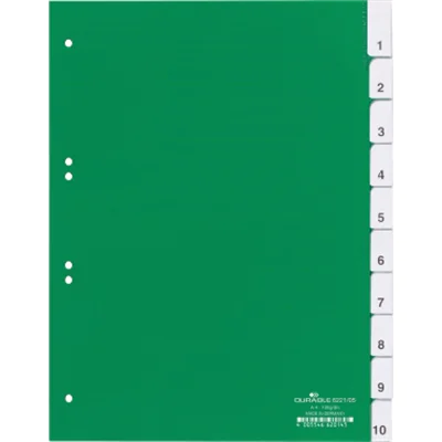 DURABLE Register 622105 DIN A4 10teilig Hartfolie grün