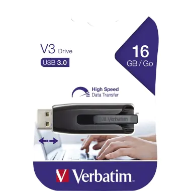 Verbatim Store 'n' Go V3 - USB-Flash-Laufwerk - 16 GB - USB 3.2 Gen 1 - Grau Verbatim Store 'n' Go V3 - USB-Flash-Laufwerk - 16 GB - USB 3.2 Gen 1 - Grau