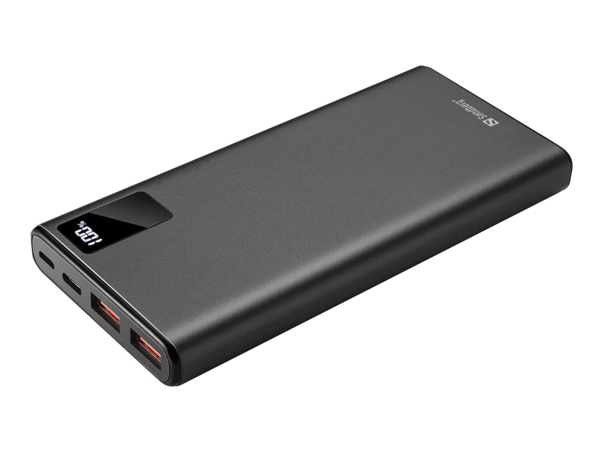 Sandberg - Powerbank - 10000 mAh - 37 Wh - 20 Watt - 3 A - QC 3.0, PD - 3 Ausgabeanschlussstellen (2 x USB, 24 pin USB-C) - auf Kabel: USB-C