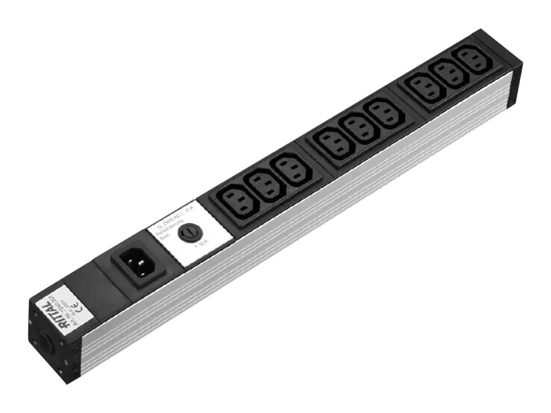 Rittal - Steckdosenleiste (Rack - einbaufähig) - Eingabe, Eingang IEC 60320 C14 - Ausgangsanschlüsse: 9 (power IEC 60320 C13) - 1U - 2 m Schnur