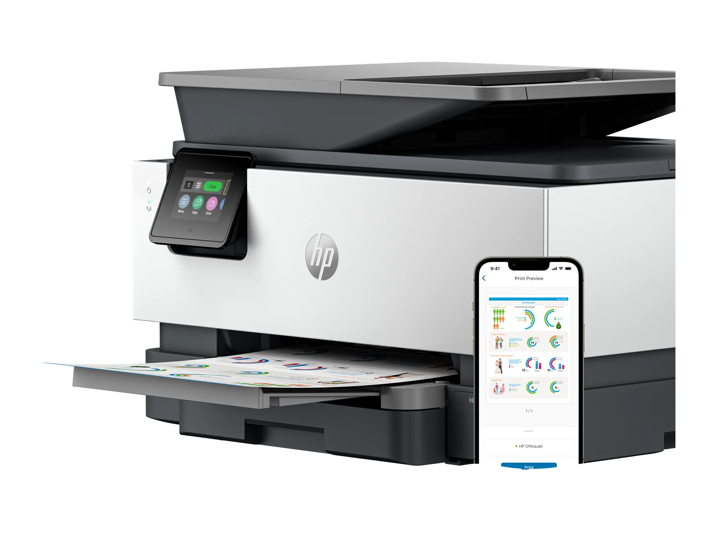 HP Officejet Pro 9120e All-in-One - Multifunktionsdrucker - Farbe - Tintenstrahl - Legal (216 x 356 mm) (Original) - A4/Legal (Medien) - bis zu 21 Seiten/Min. (Kopieren) - bis zu 22 Seiten/Min. (Drucken) - 250 Blatt - 33.6 Kbps - USB 2.0, USB 2.0-Hos