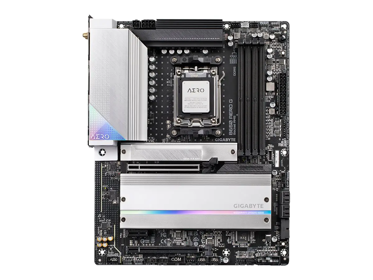 Gigabyte B650 AERO G - 1.0 - Motherboard - ATX - Socket AM5 - AMD B650 Chipsatz - USB 3.2 Gen 2, USB-C 3.2 Gen2, USB 3.2 Gen 1, USB-C 3.2 Gen 2x2 - 2.5 Gigabit LAN, Wi-Fi 6E, Bluetooth - Onboard-Grafik (CPU erforderlich) - HD Audio (8-Kanal)