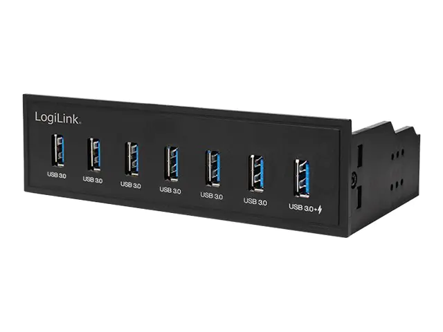 LogiLink USB 3.0 hub, 7-port 5.25" internal, with fast charging port - Hub - 6 x SuperSpeed USB 3.0 + 1 x SuperSpeed USB 3.0 (laden)