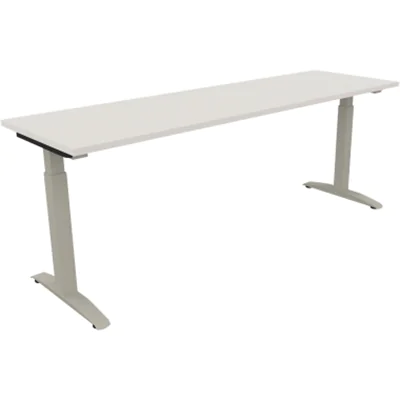 Schreibtisch Kufe Einzels. Quadrat B2000xT600xH650-850 si/Weiß