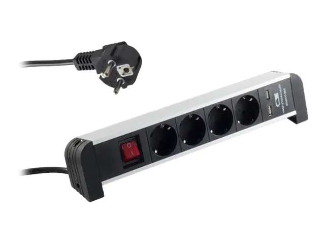 S-Impuls - Steckdosenleiste - Wechselstrom 230 V - 3680 Watt - Ausgangsanschlüsse: 4 (2 x USB, 4 x Spannung) - 1.5 m Schnur - Schwarz