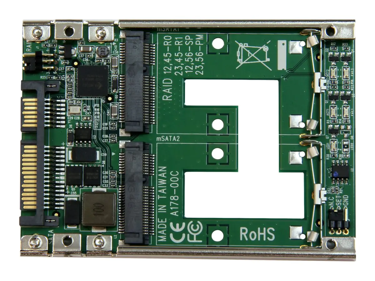 StarTech Dual mSATA SSD auf 2,5 SATA Raid Adapter / Konverter - 2-fach mSATA zu 2,5 Zoll (6,4cm) SATA RAID Adapter / Gehäuse - Speicher-Controller - 2 Sender/Kanal - mSATA - RAID RAID 0, 1, JBOD, BIG - SATA 6Gb/s - für P/N: BRACKET125PT, BRACKET125PTP, BR